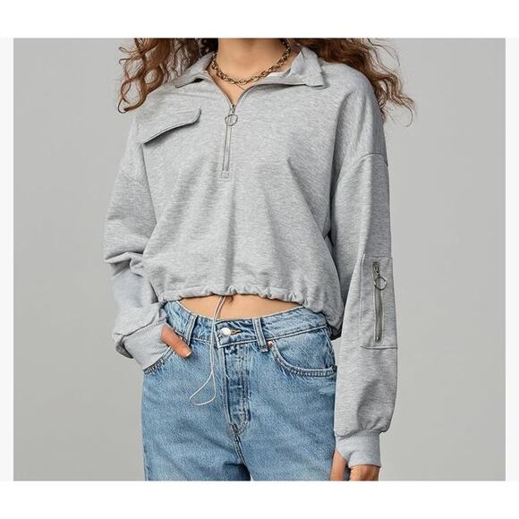 SILKWORLD Womens Half Zip Pullover Sweatshirt, Size XL - Picture 4 of 6